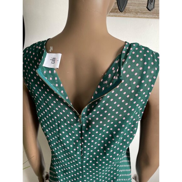 CABI Womens Green & Pink Polka Dot Sleeveless Blouse S Top - Picture 10 of 10